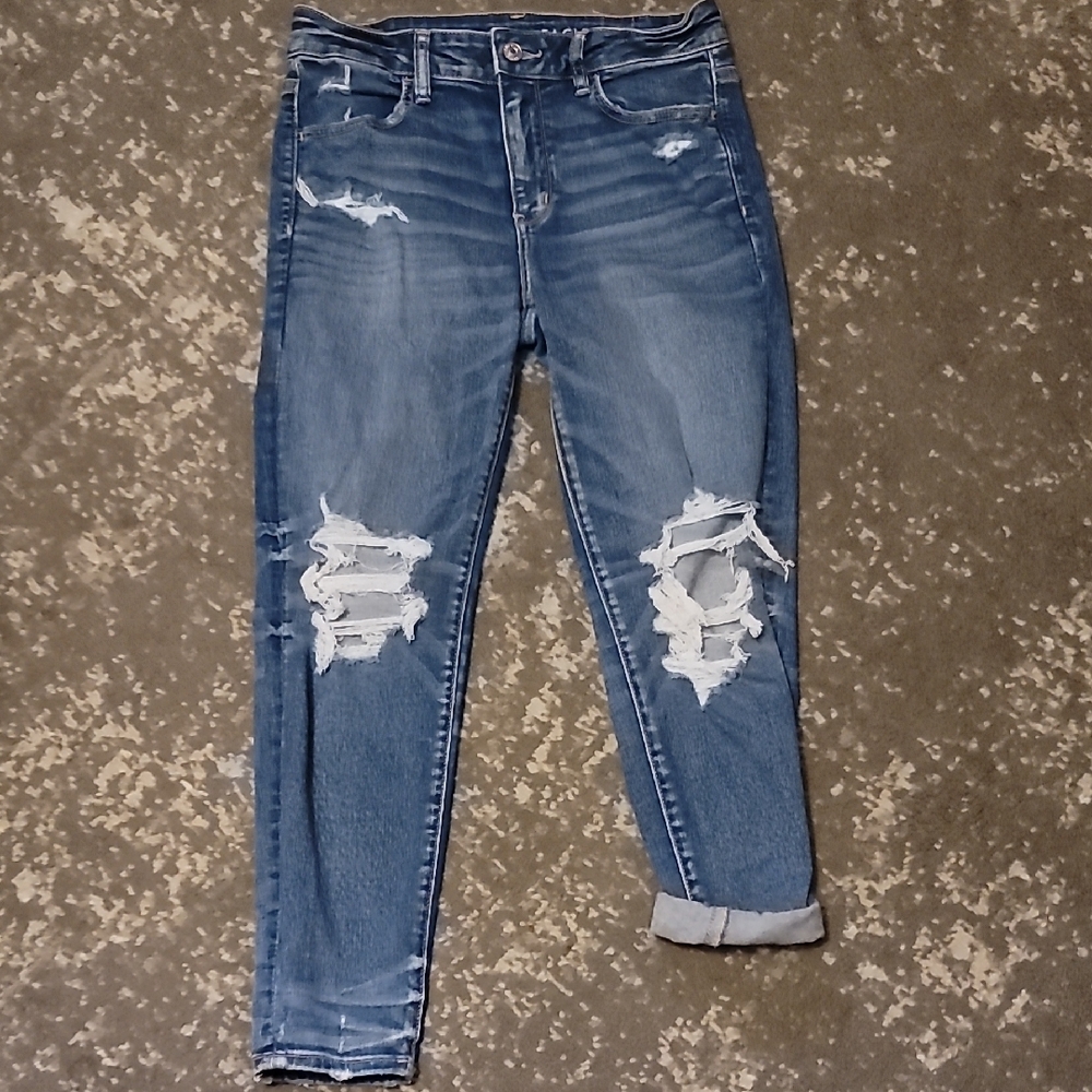 Women's Distressed Blue Jeans